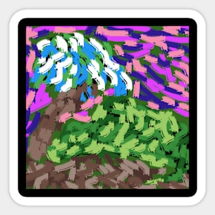 pixel art painting crocodile beside tree Sticker